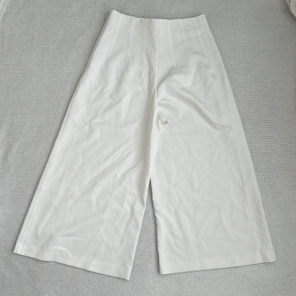 Maeve by Anthropologie Clean Crop Wide Leg Trouser Pants White Size 14 - Picture 8 of 8